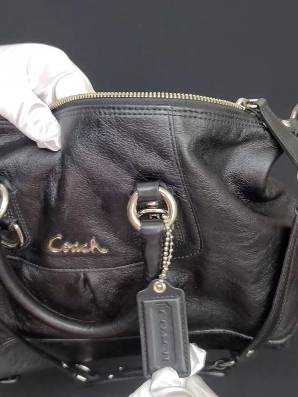 Coach Black Leather Ashley Convertible Satchel F15445 - Picture 5 of 8